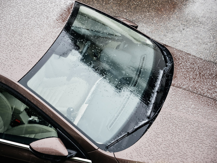 wet car by rainfall